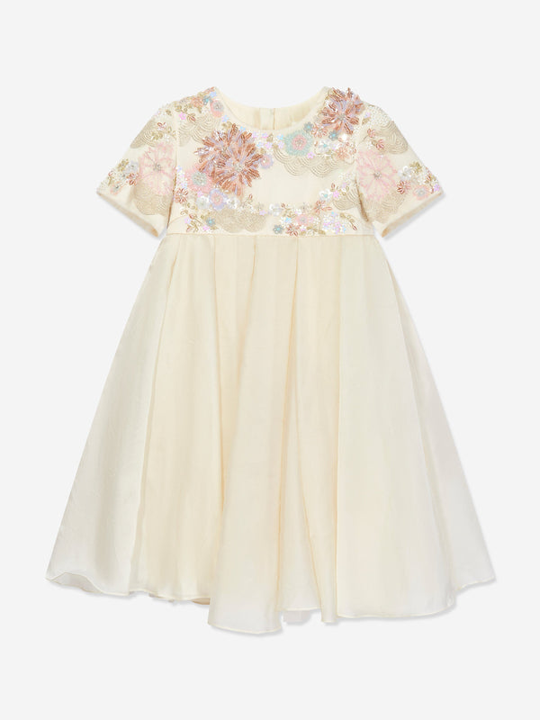 Maison Ava Girls Delphine Embellished Tulle Dress in Ivory