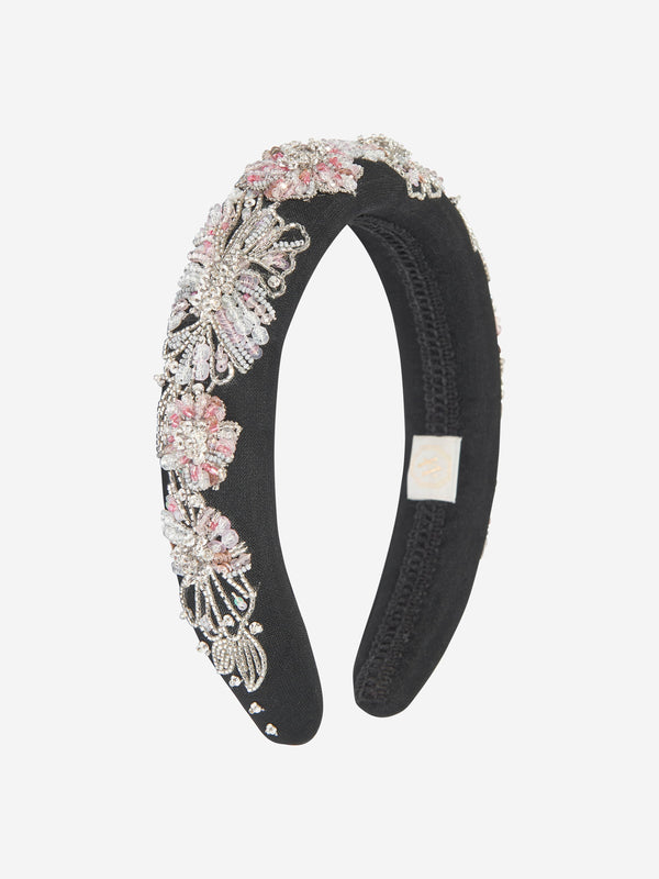 Maison Ava Girls Embellished Headband in Black