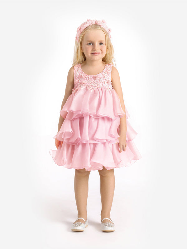 Maison Ava Girls Lumi Dress in Pink