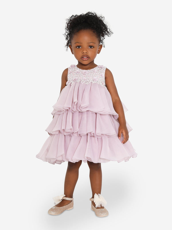 Maison Ava Girls Lumi Dress in Misty Lavender