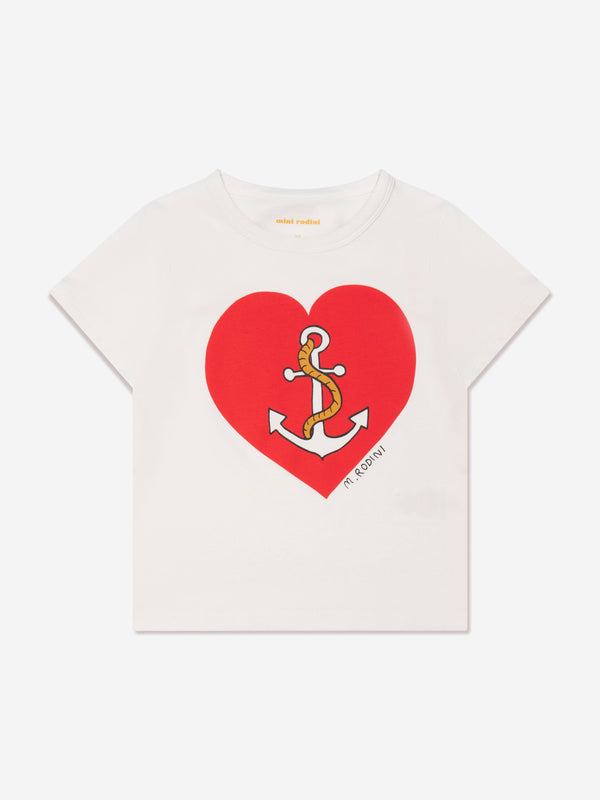 Mini Rodini Kids Sailors Heart T-Shirt in White