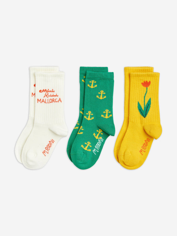 Mini Rodini Kids Mallorca 3 Pack Socks Set in Multicolour