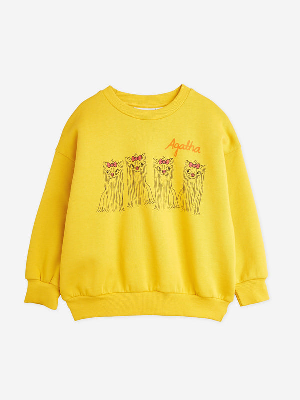 Mini Rodini Kids Agaha Dogs Swetshirt in Yellow