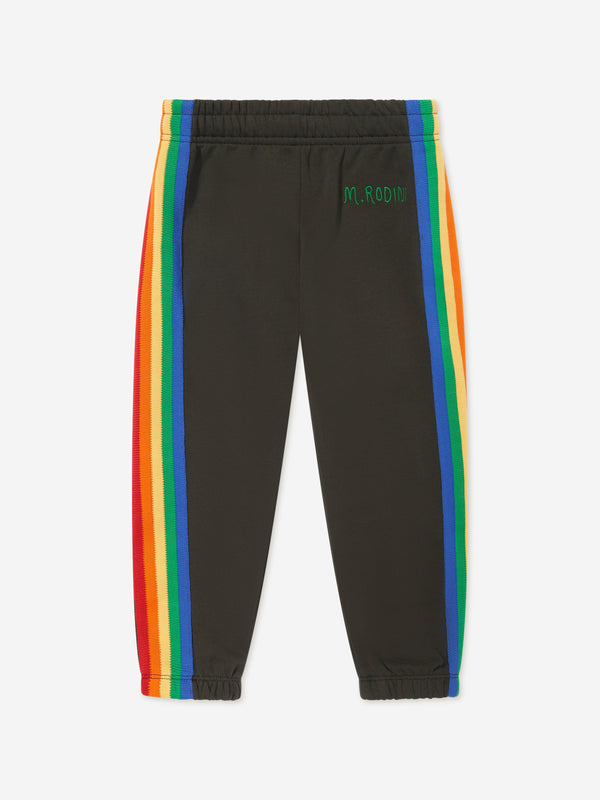 Mini Rodini Kids Rainbow Stripe Joggers in Black