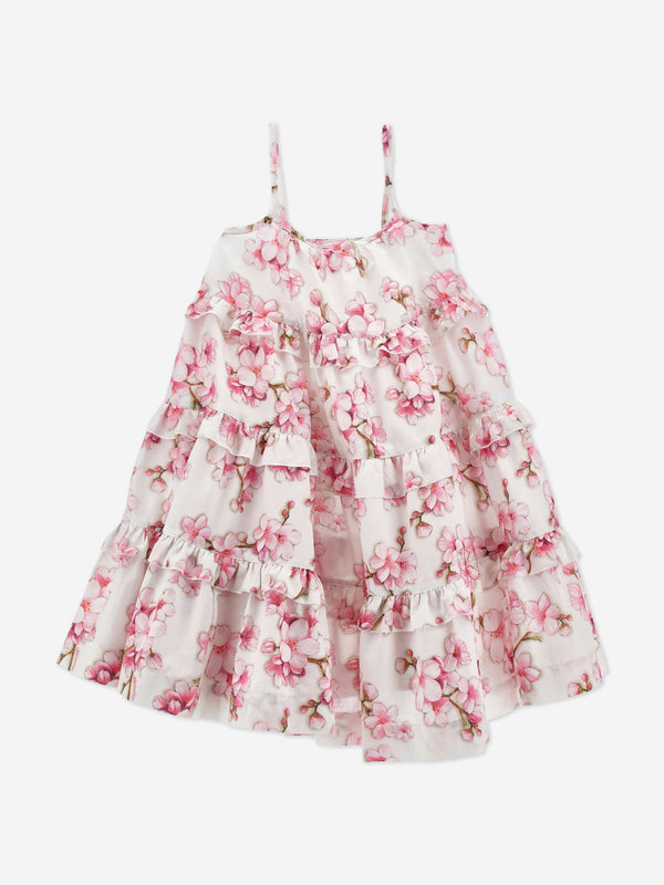 Girls Peach Blossom Sun Dress in White