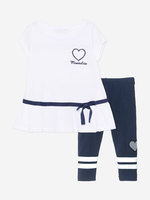 Girls T-Shirt and Leggings Set in White