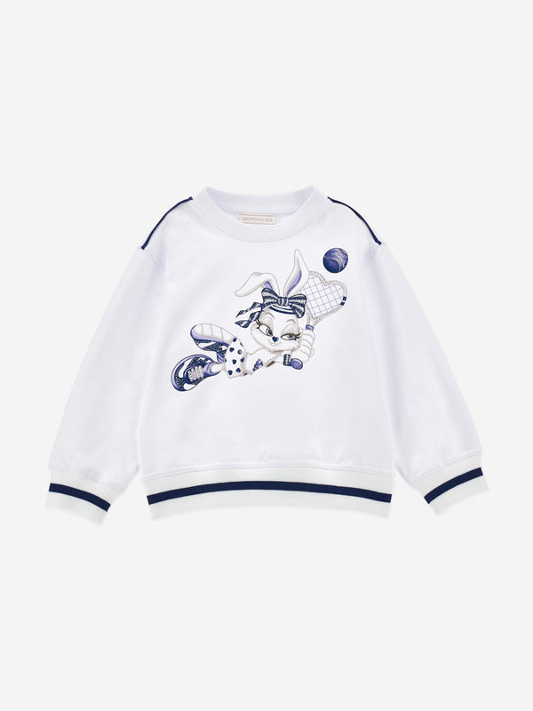 Girls Baseball Bunny Sweatshirt in White