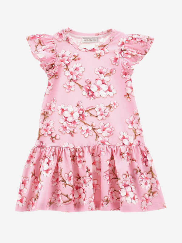 Girls Peach Blossom Jersey Dress in Pink