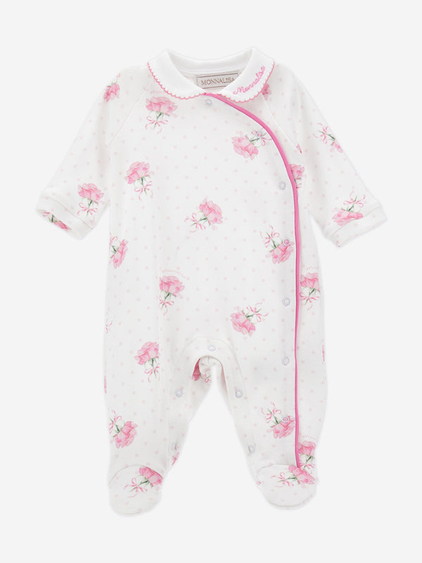 Baby Girls Rose Print Babygrow in White