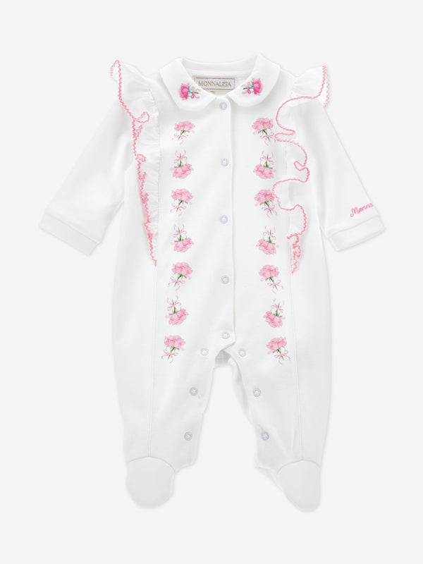 Baby Girls Rose Babygrow in White