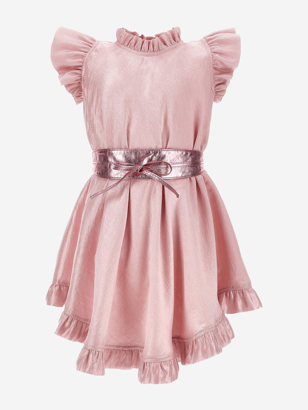 Girls Occasion Dress With Belt in Pink