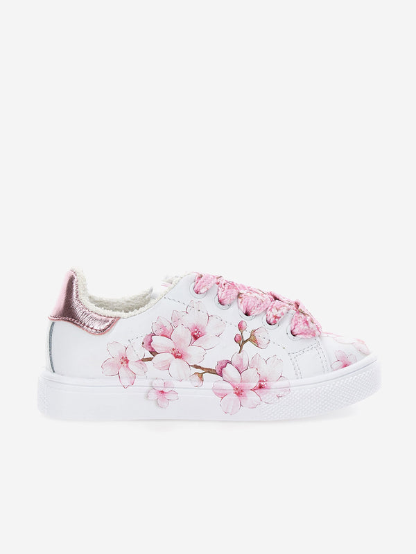 Girls Leather Peach Blossom Trainers in White