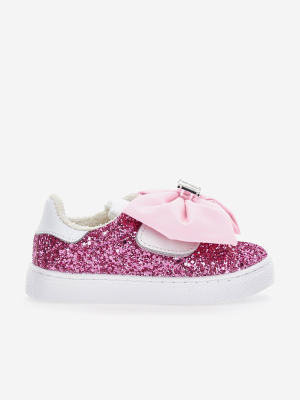 Girls Glitter Bow Trainers in Pink