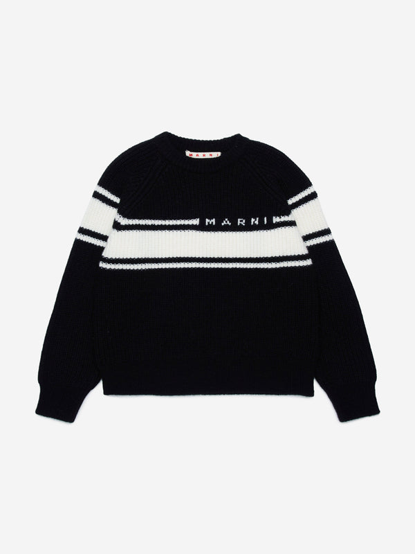 MARNI Kids Striped Jumper in Black