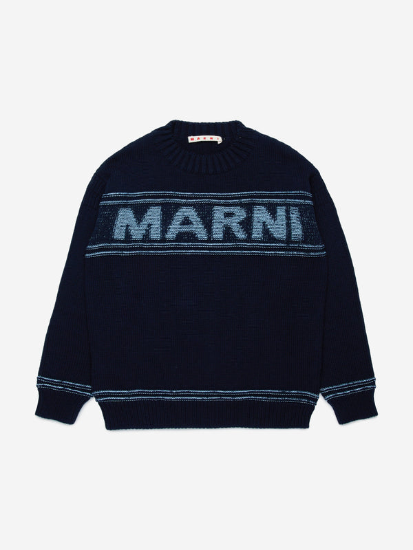 MARNI Kids Logo Jumper in Navy