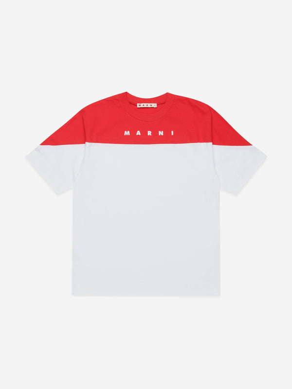 MARNI Kids Colourblock T-Shirt in White