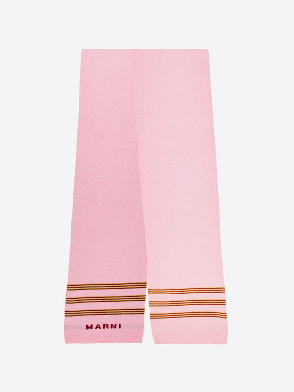 MARNI Kids Striped Logo Scarf in Pink