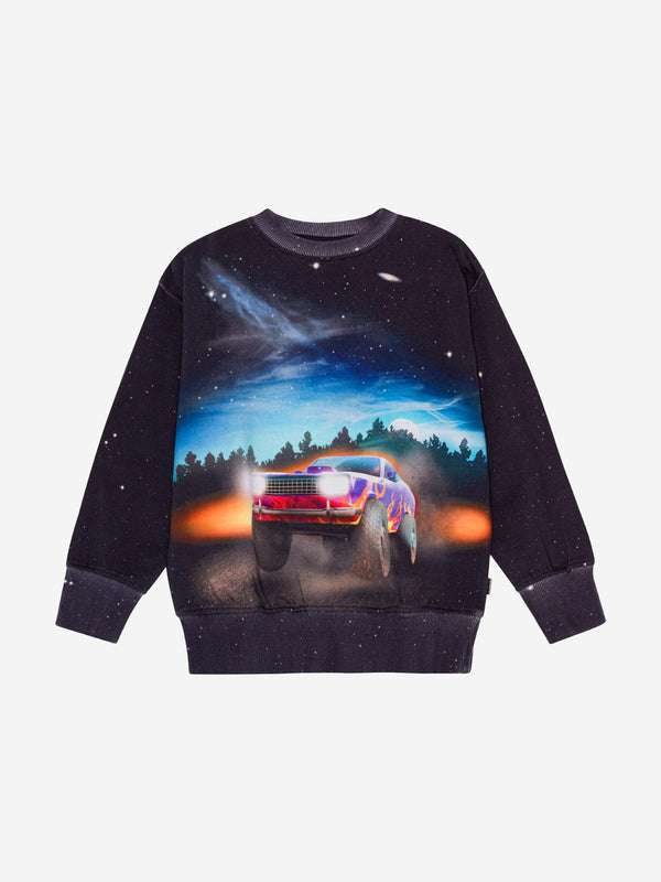 Molo Boys Flame Car Print Sweatshirt in Black