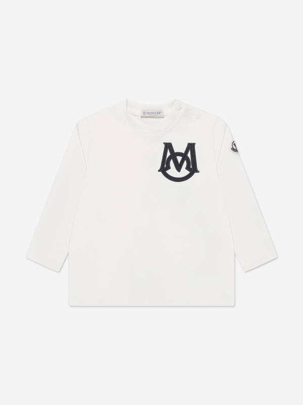 Moncler Enfant Baby Boys Long Sleeve Logo T-Shirt in Ivory