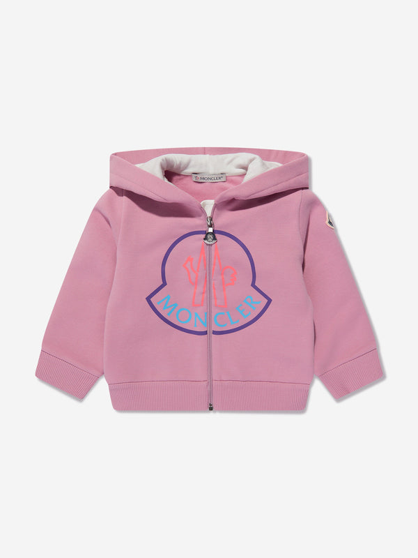 Moncler Enfant Baby Girls Logo Zip Up Top in Pink