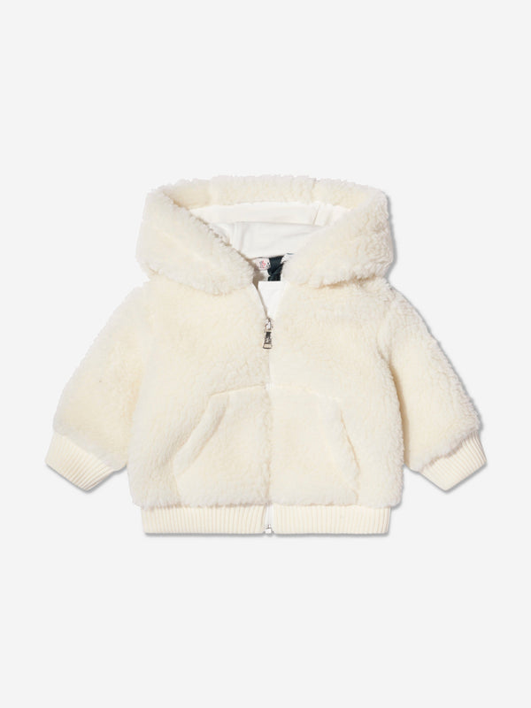 Moncler Enfant Baby Boys Fluffy Zip Up Top in Ivory