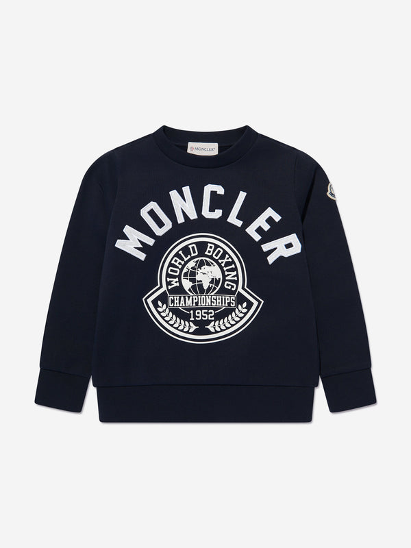 Moncler Enfant Boys Logo Print Sweatshirt in Navy