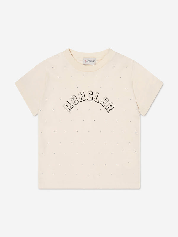 Moncler Enfant Girls Logo T-Shirt in Ivory