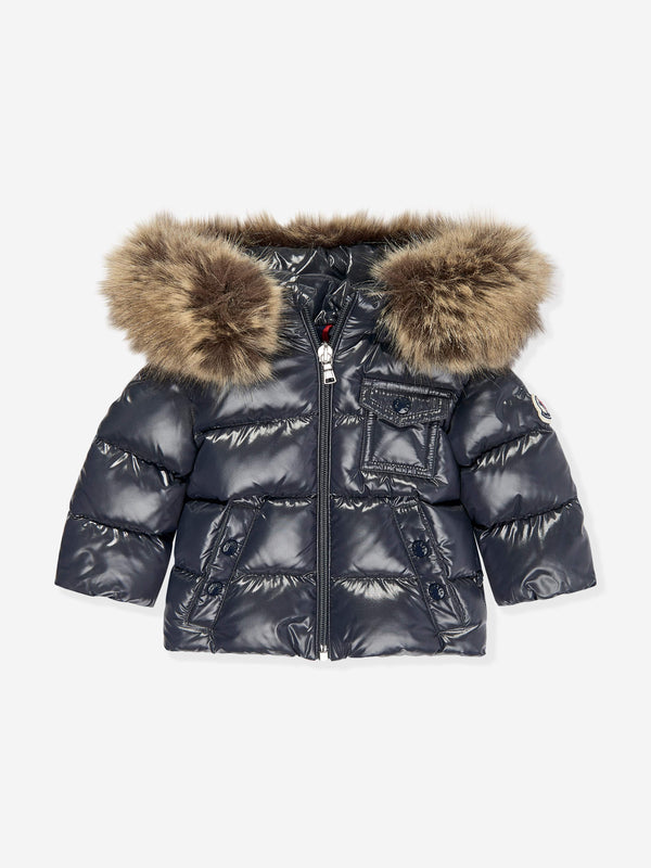 Moncler Enfant Baby Down Padded K2F Jacket in Navy