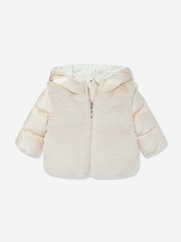 Moncler Enfant Baby Girls Down Teddy Fleece Natas Jacket in Beige