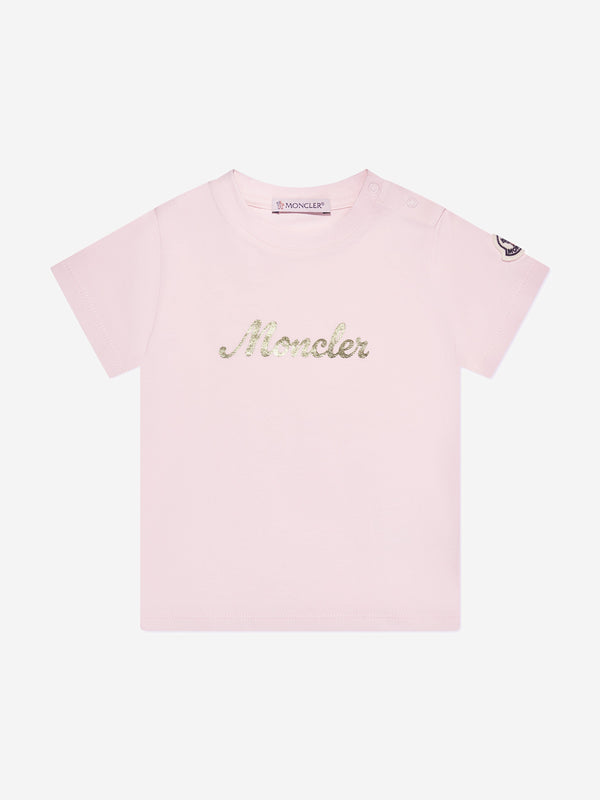 Moncler Enfant Baby Girls Logo T-Shirt in Pink