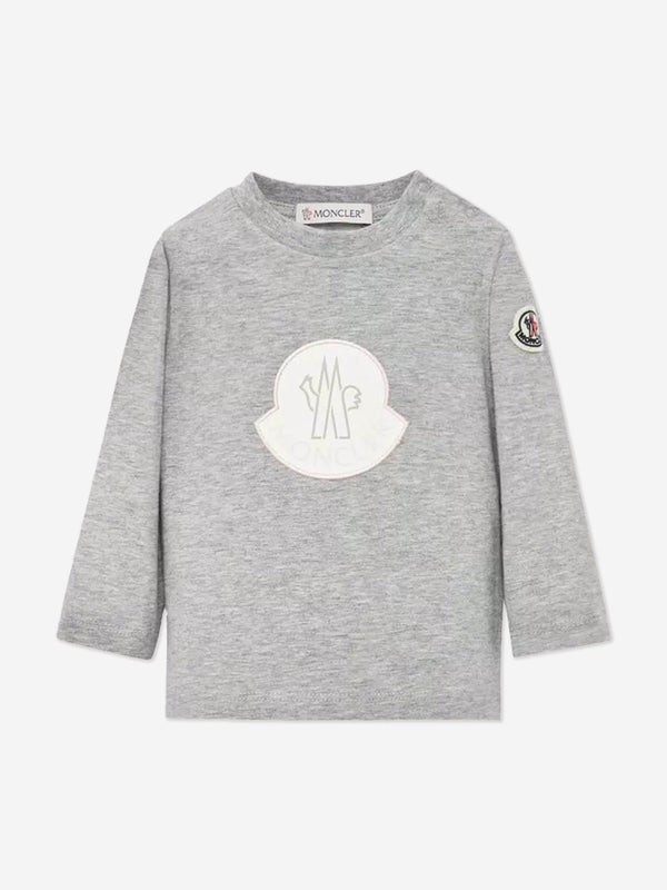 Moncler Enfant Baby Girls Long Sleeve Logo T-Shirt in Grey