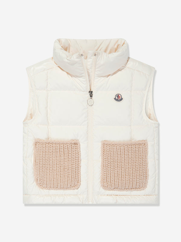 Moncler Enfant Girls Down Padded Rhoda Gilet in Ivory