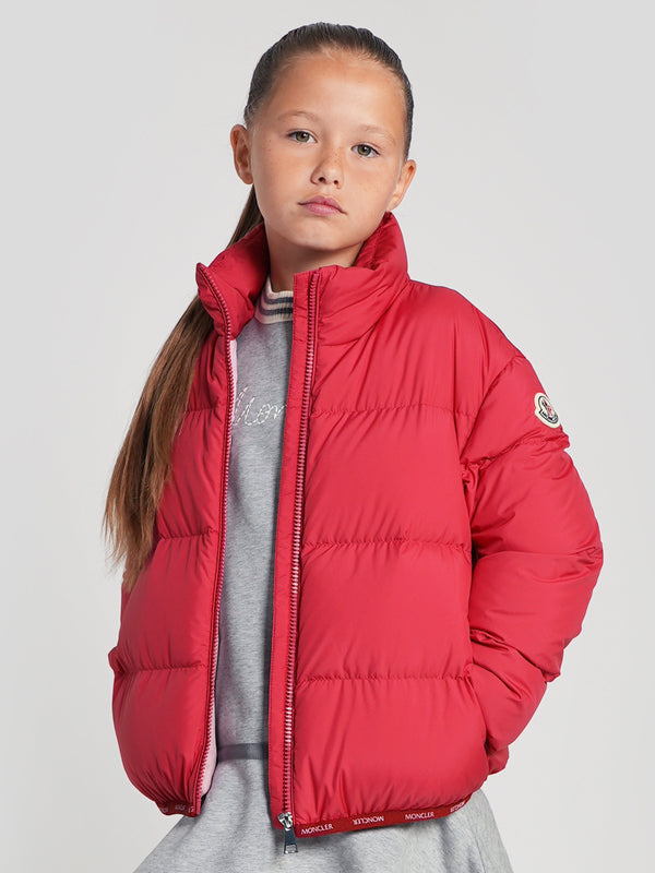 Moncler Enfant Girls Down Padded Abbadia Jacket in Red