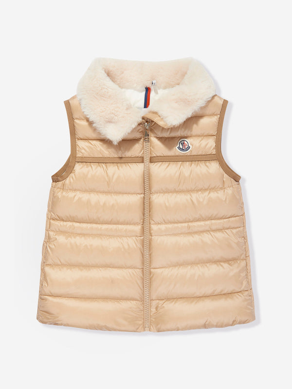 Moncler Enfant Girls Down Padded Elisheba Gilet in Beige