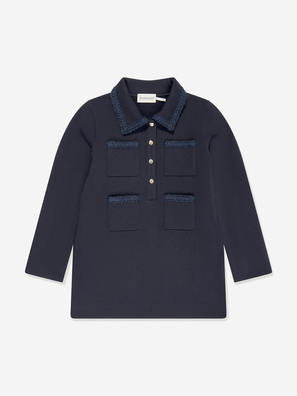 Moncler Enfant Girls Pocket Polo Dress in Navy