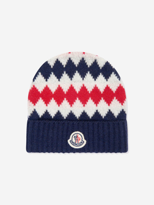 Moncler Enfant Baby Boys Wool Beanie Hat in Navy