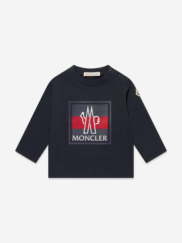 Moncler Enfant Baby Boys Long Sleeve Logo T-Shirt in Navy