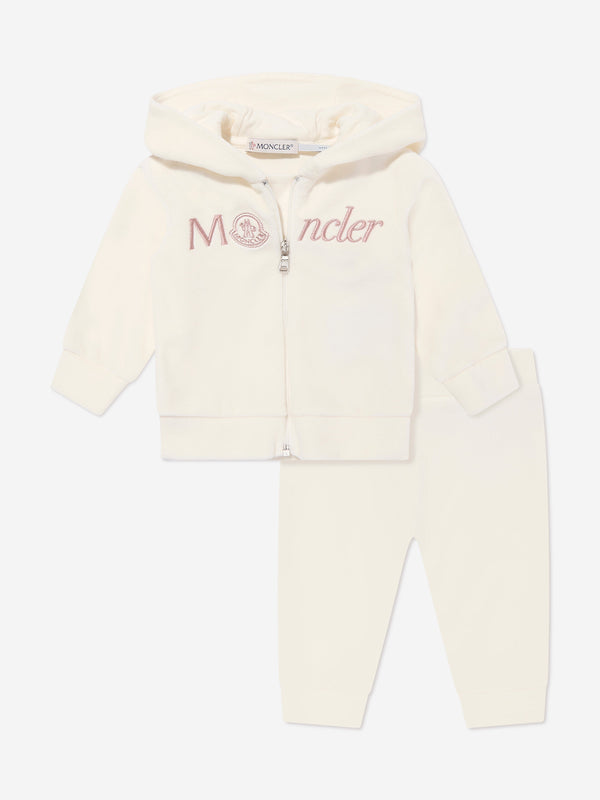 Moncler Enfant Baby Girls Logo Tracksuit in Ivory