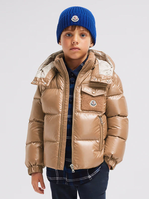 Moncler Enfant Boys Down Padded Yule Jacket in Beige