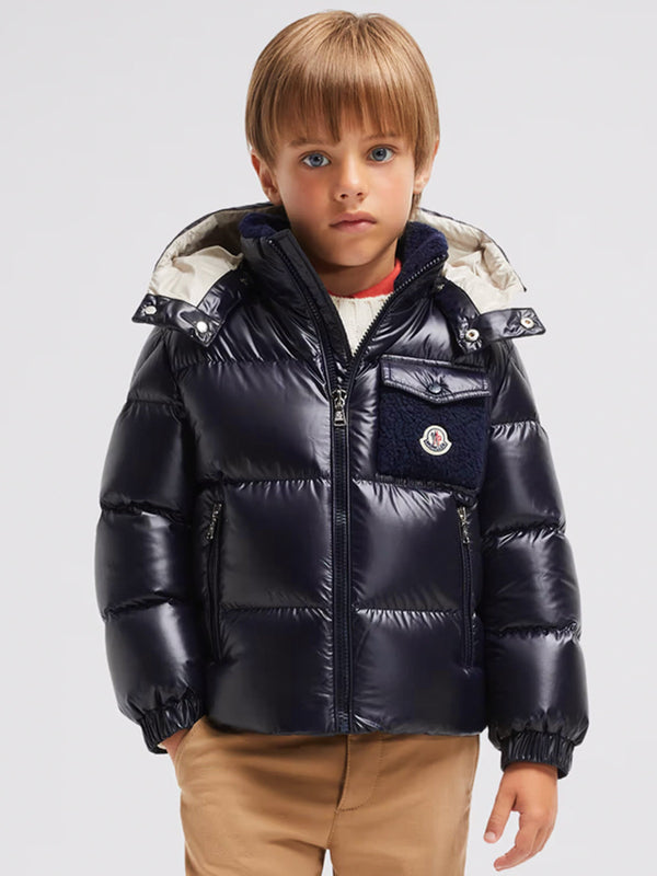 Moncler Enfant Boys Down Padded Yule Jacket in Navy