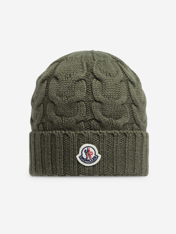 Moncler Enfant Boys Logo Beanie Hat in Green