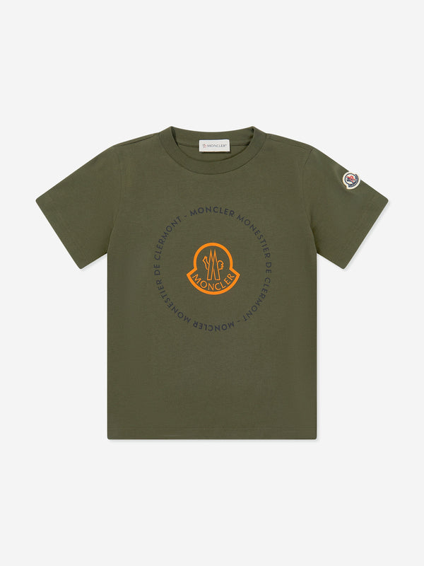 Moncler Enfant Boys Logo Print T-Shirt in Green