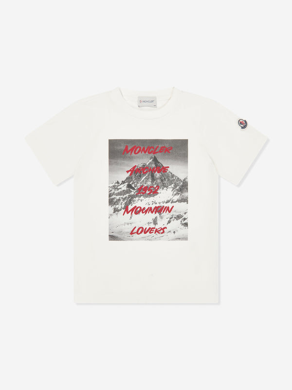 Moncler Enfant Boys Logo T-Shirt in White