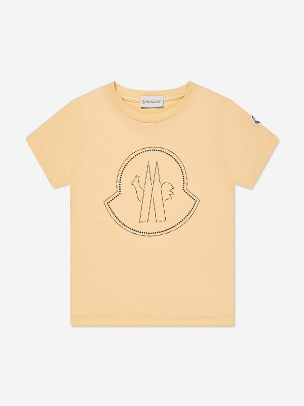 Moncler Enfant Girls Logo T-Shirt in Yellow