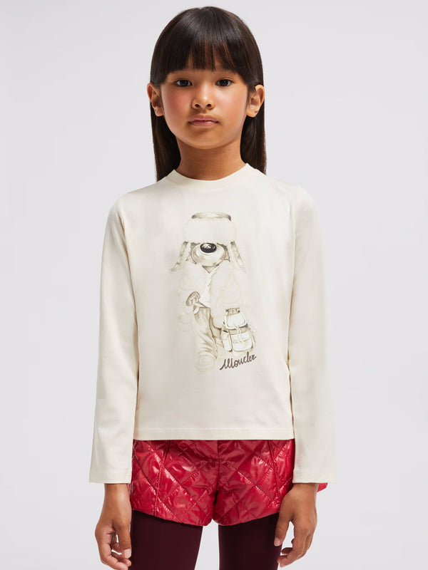 Moncler Enfant Girls Long Sleeve T-Shirt in Ivory