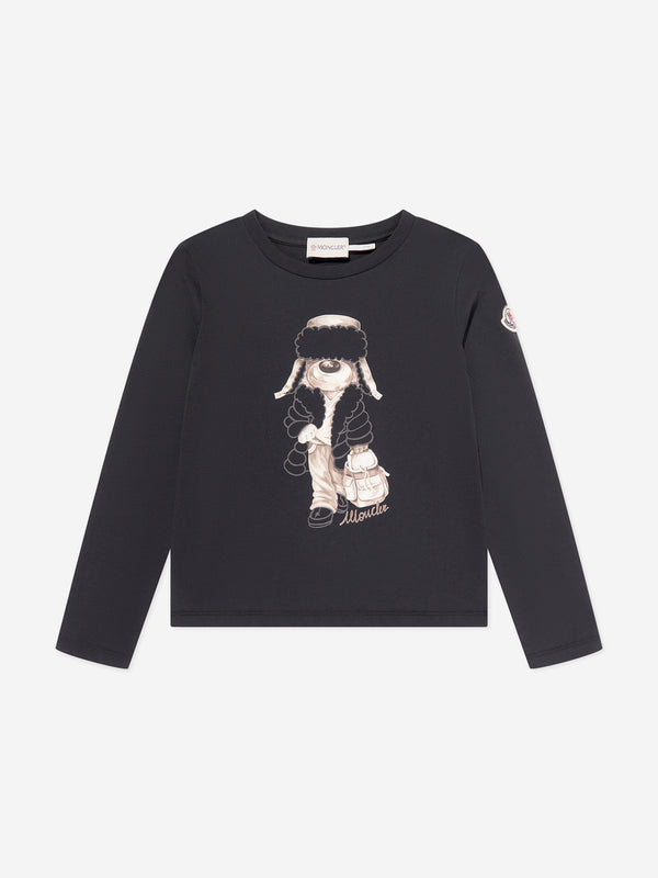 Moncler Enfant Girls Long Sleeve T-Shirt in Black