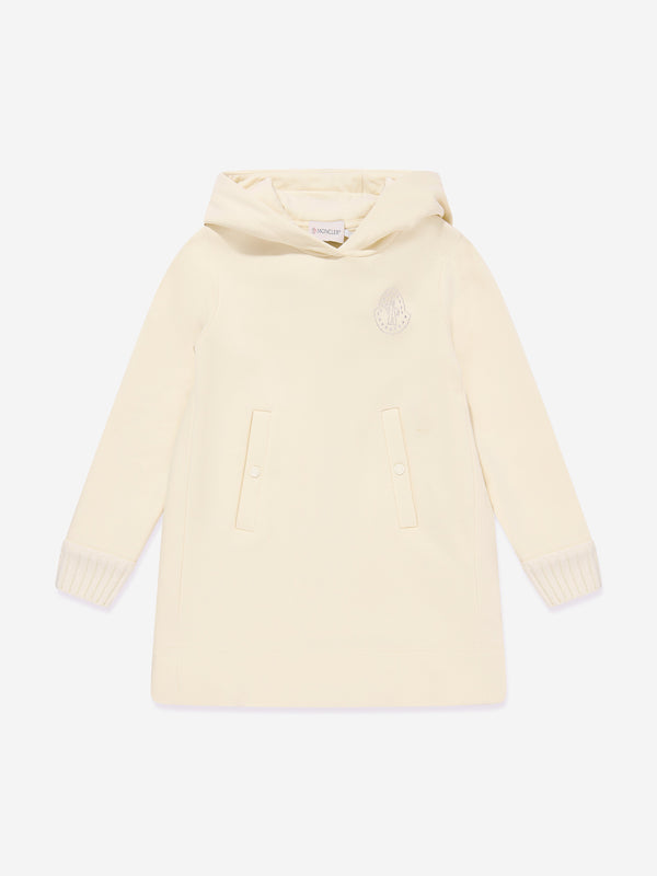 Moncler Enfant Girls Hooded Sweater Dress in Ivory