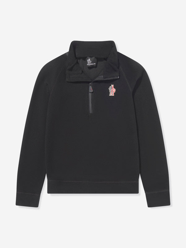 Moncler Enfant Kids Grenoble Half Zip Sweatshirt in Black