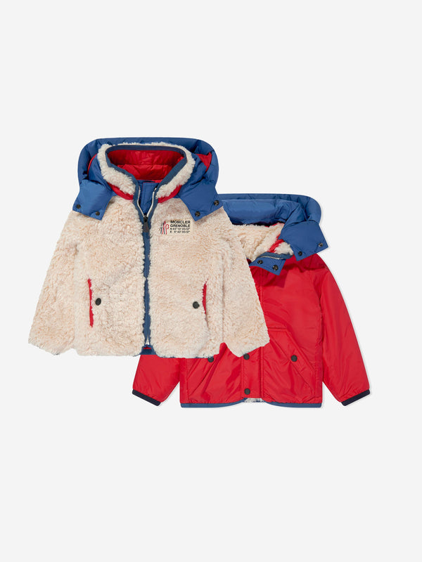 Moncler Enfant Boys Grenoble Fleece Zip Up Cardigan in Beige