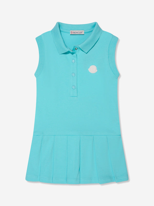 Moncler Enfant Baby Girls Sleeveless Polo Dress in Turquoise